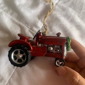 Red tractor Christmas ornament